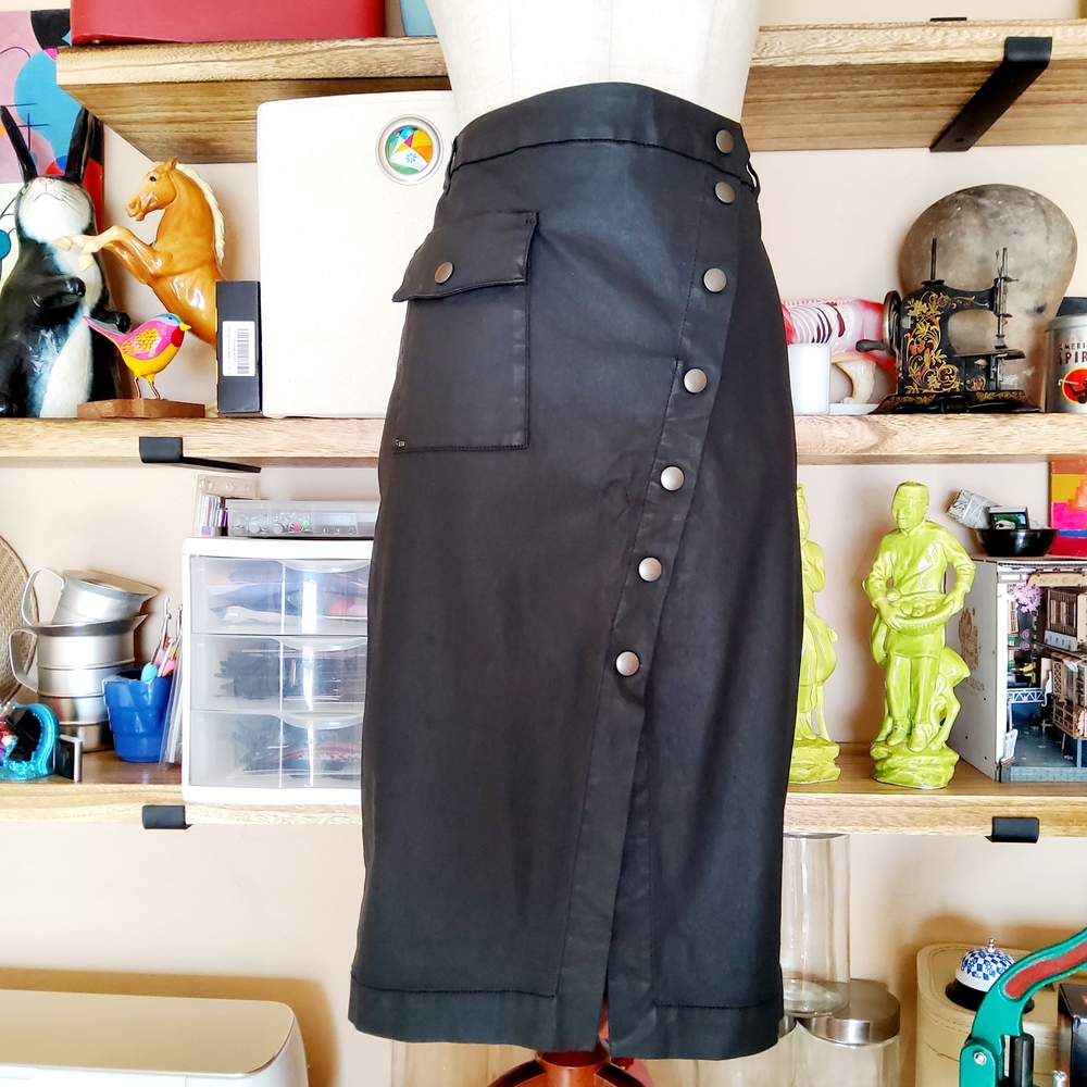 Black Button-Down Women's Skirt